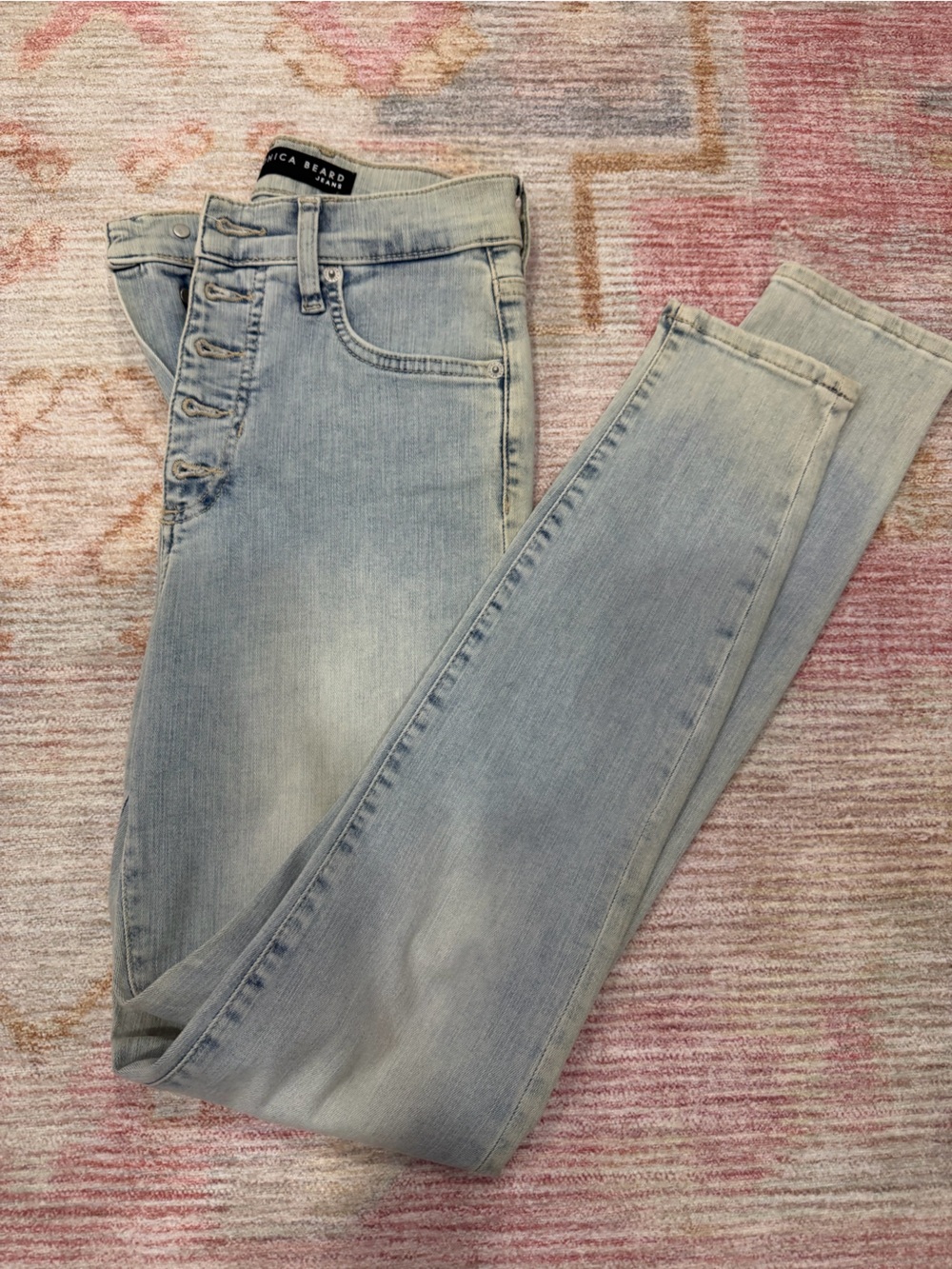 Veronica Beard Light Blue High-Rise Button-Fly Jeans